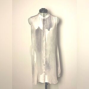 EILEEN FISHER 100% SILK TUNIC MANDARIN COLLAR WOMENS SIZE X-SMALL‎